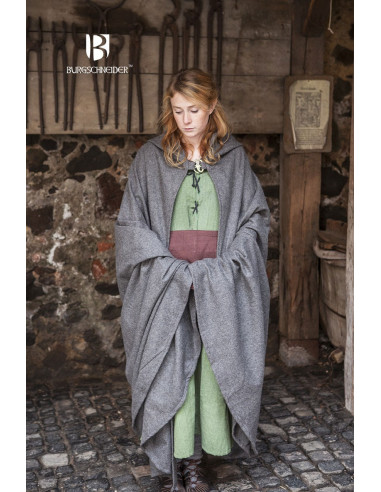Manto de lã medieval Hibernus, cinza