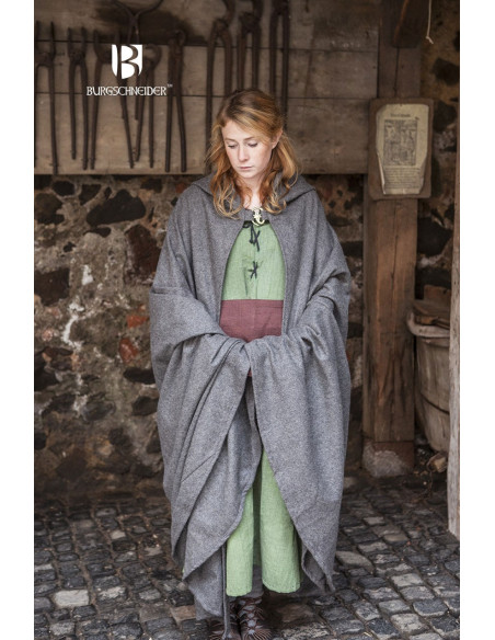 Manto de lã medieval Hibernus, cinza
