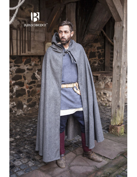 Manto de lã medieval Hibernus, cinza