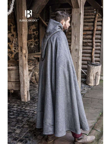 Manto de lã medieval Hibernus, cinza