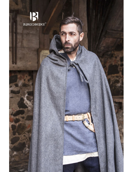 Manto de lã medieval Hibernus, cinza