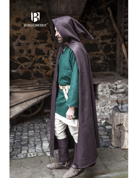 Capa de lã medieval Hibernus, marrom