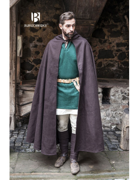 Capa de lã medieval Hibernus, marrom