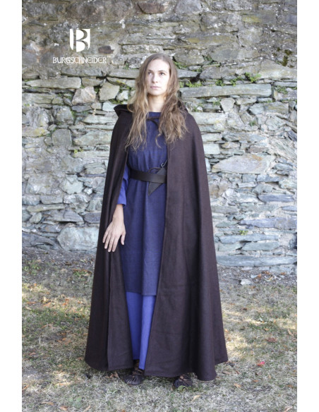 Capa de lã medieval Hibernus, marrom