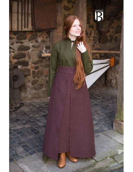 Saia medieval Mera, algodão castanho