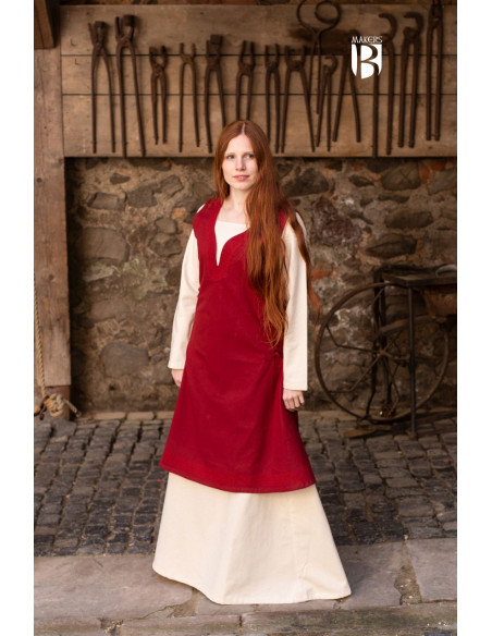 Lannion vestido medieval, vermelho