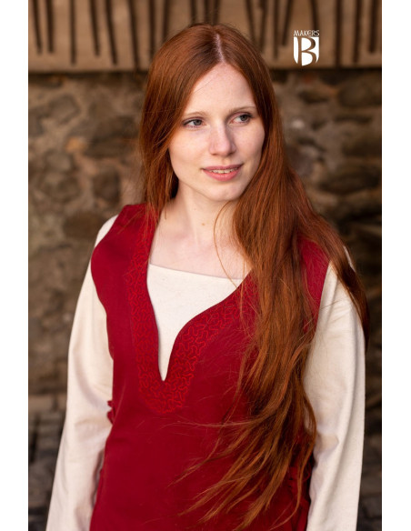Lannion vestido medieval, vermelho