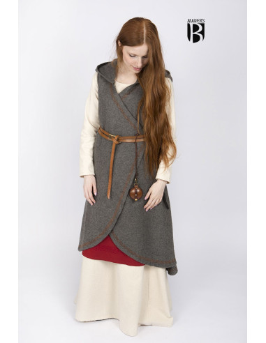 Brial medieval Myrana, lã cinza