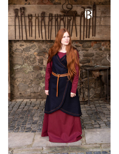 Brial medieval Myrana, lã azul