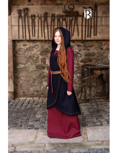 Brial medieval Myrana, lã azul