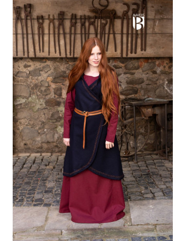 Brial medieval Myrana, lã azul