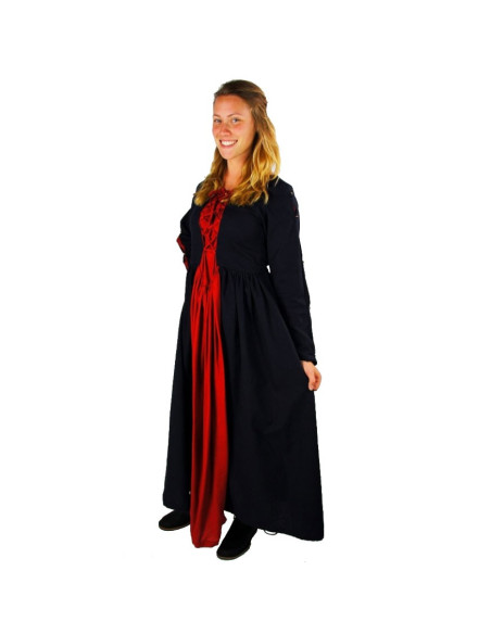 Vestido medieval Medusa, preto-vermelho
