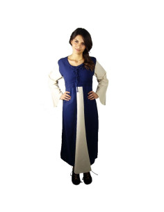 vestido medieval de algodão azul escuro
