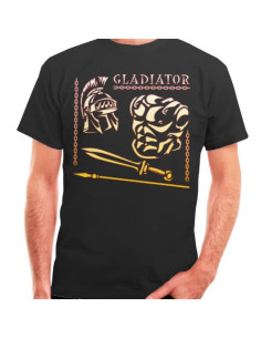 T-shirt preta Gladiator and Roman, manga curta