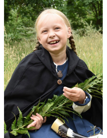 capa medieval para criança, preta