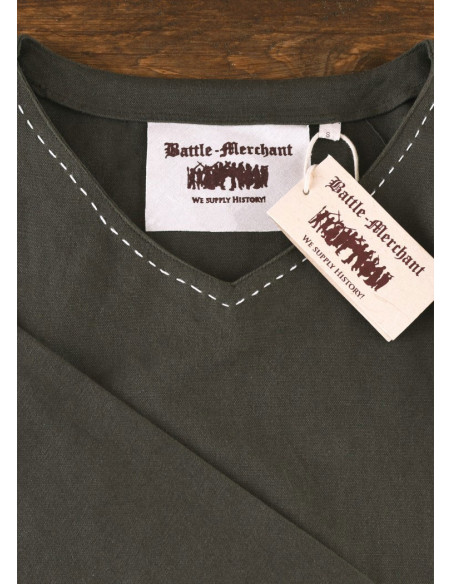 Túnica medieval de manga comprida Askur, verde azeitona