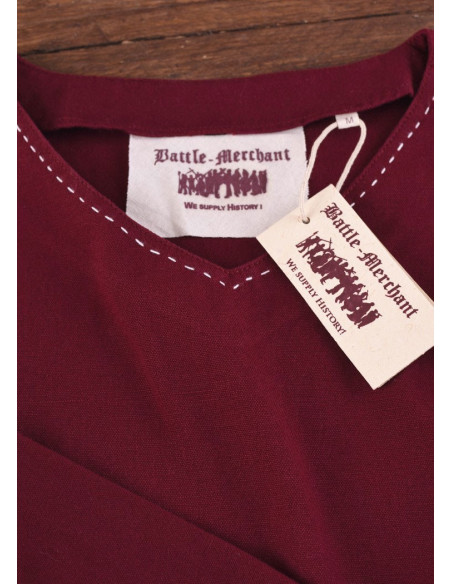 Túnica medieval de manga comprida Askur, vermelha