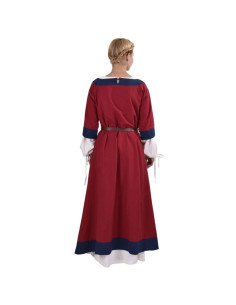 Gudrun vestido medieval, vermelho-azul 2