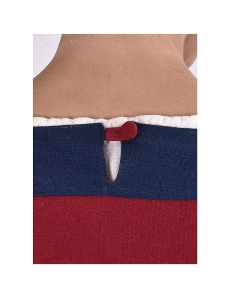 Gudrun vestido medieval, vermelho-azul