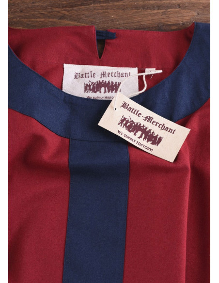 Gudrun vestido medieval, vermelho-azul