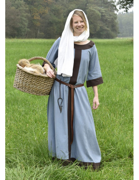 Gudrun vestido medieval, marrom acinzentado