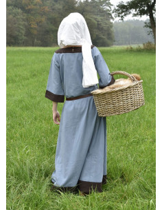 Gudrun vestido medieval, marrom acinzentado