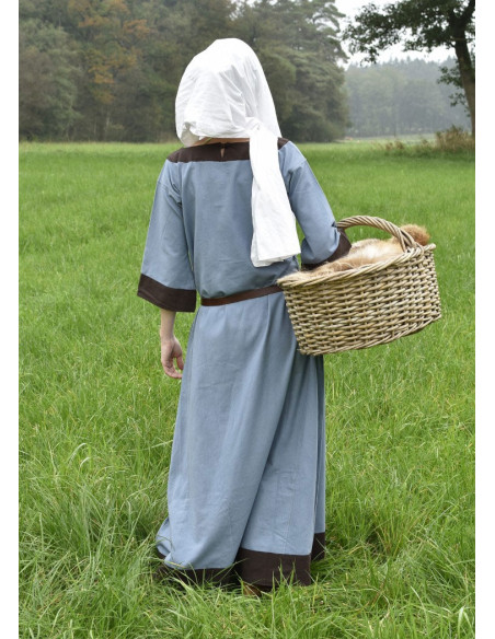 Gudrun vestido medieval, marrom acinzentado