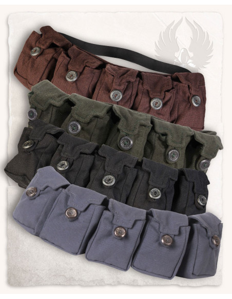 Cinto medieval com 5 bolsos