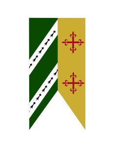 Cruzes medievais com bandeira de dois tons verde-mostarda