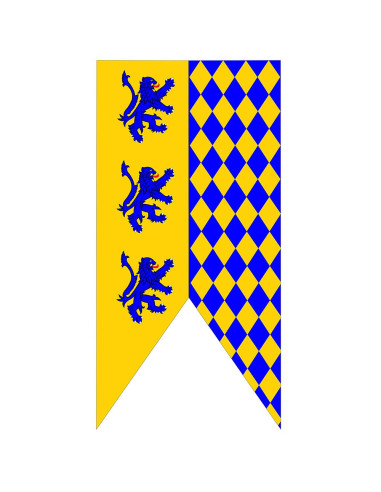 Bandeira Bicolor Medieval com Leões Rampant