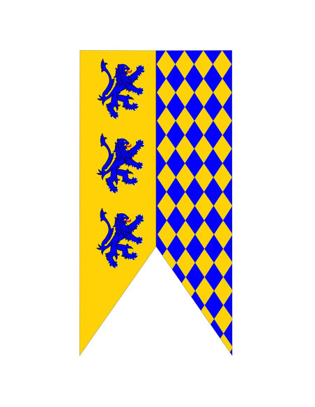 Bandeira Bicolor Medieval com Leões Rampant