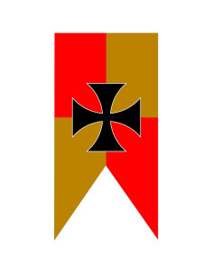 Cruz dos Templários com Faixa Medieval Amarelo-Vermelho Quartel