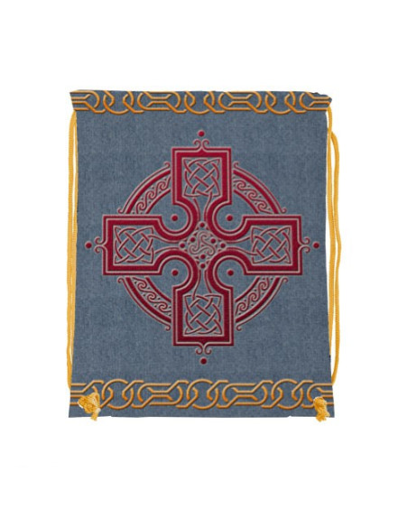 Mochila com cordão de trisquete celta (34x42 cms.)
