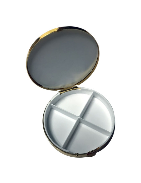 Caixa de comprimidos Damasquinado de pássaros, 4 divisórias