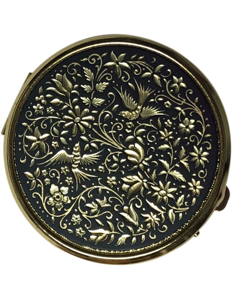 Caixa de comprimidos Damasquinado de pássaros, 4 divisórias