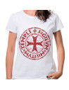 T-shirt de mulher branca Cross Templars, manga curta