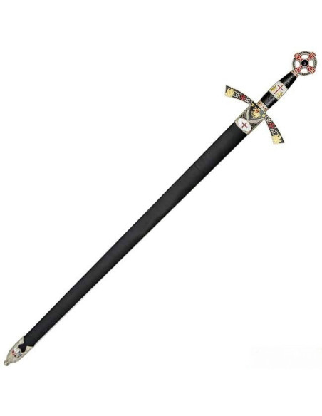 Espada Templária decorada em prata, com bainha
