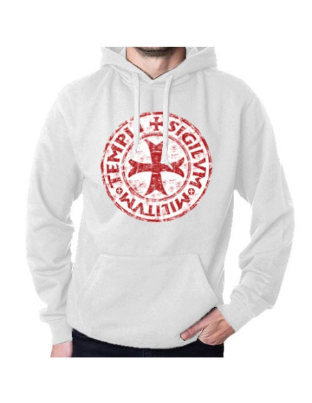 Moletom Branco Cavaleiros Templários com Capuz