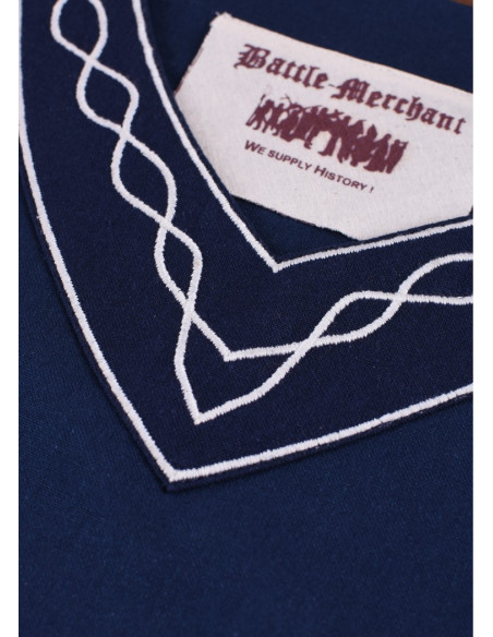 Vestido medieval Alvina, azul e branco