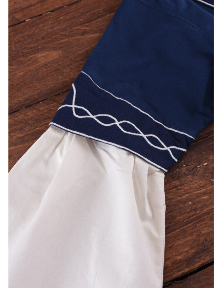 Vestido medieval Alvina, azul e branco