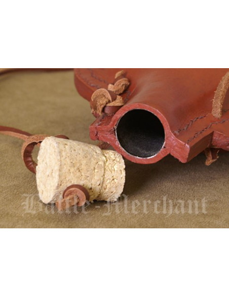 Garrafa de aço, forrada de couro