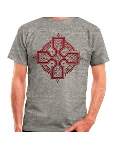 Camiseta cinza da cruz celta, manga curta