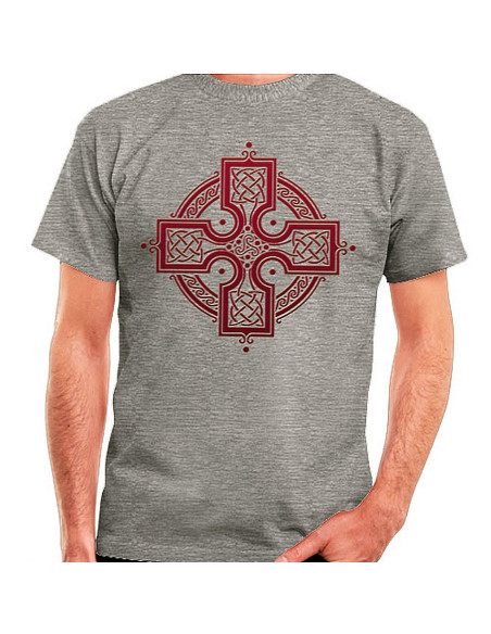 T-shirt cinza Celtic Cross, manga curta