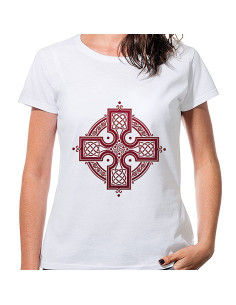 T-shirt branca Celtic Cross de mulher, manga curta