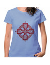 T-shirt Blue Celtic Cross de mulher, manga curta