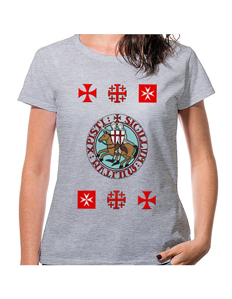 T-shirt Templar cinza de mulher com...