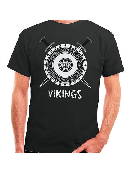 T-shirt Vikings preta, manga curta