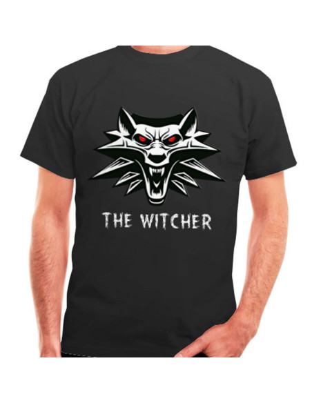 T-shirt The Witcher preta, manga curta
