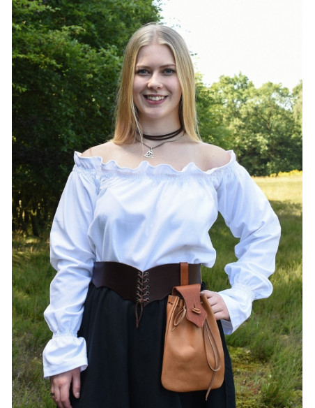 Blusa medieval branca de manga...