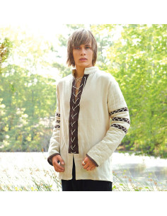 Camisa nórdica acolchoada, cor creme